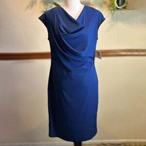 Anne Klein Blue/Black Cap Sleeve Dress